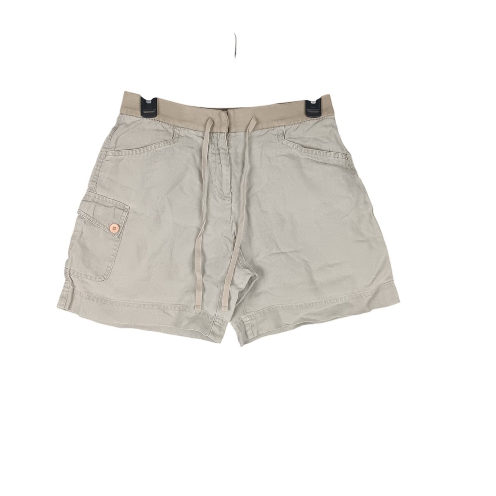 J Jill Womens Linen Blend Drawstring Cargo Shorts Size 4 Casual Beige